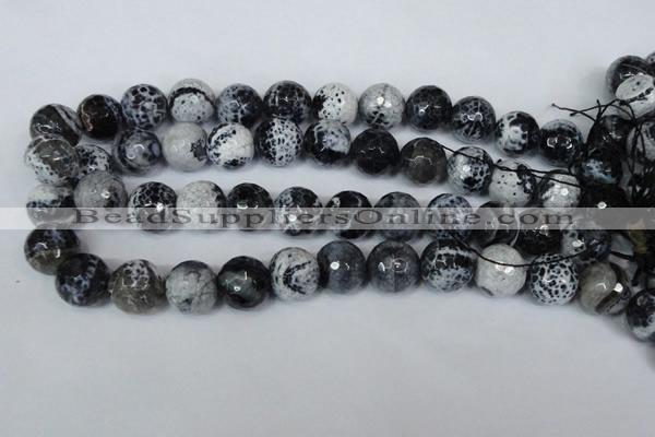 CAG1559 15.5 inches 16mm faceted round fire crackle agate beads