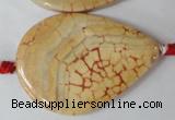 CAG1585 15.5 inches 30*45mm flat teardrop fire crackle agate beads