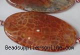 CAG1592 15.5 inches 25*50mm twisted oval fire crackle agate beads