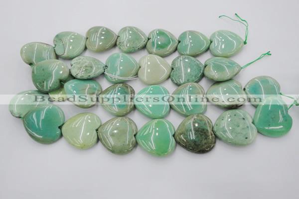 CAG1612 15.5 inches 30*30mm heart green grass agate beads