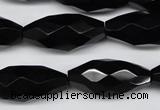 CAG1630 15.5 inches 13*30mm faceted rice black agate gemstone beads