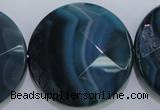 CAG1640 15.5 inches 35mm faceted coin blue agate gemstone beads