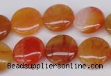 CAG1649 15.5 inches 18mm flat round red agate gemstone beads