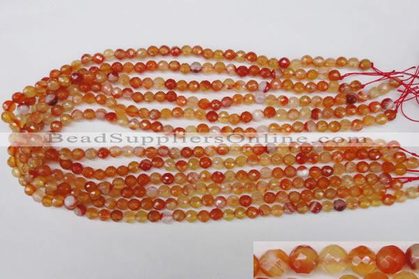 CAG1655 15.5 inches 6mm faceted round red agate gemstone beads