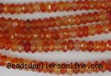 CAG1663 15.5 inches 3*6mm faceted rondelle red agate gemstone beads