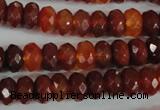 CAG1665 15.5 inches 6*10mm faceted rondelle red agate gemstone beads