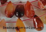 CAG1669 Top-drilled 13*18mm faceted teardrop red agate gemstone beads