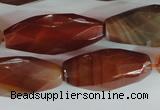 CAG1670 15.5 inches 14*30mm faceted rice red agate gemstone beads