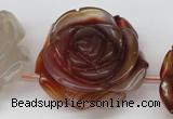 CAG1681 15.5 inches 30mm carved flower red agate gemstone beads