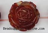 CAG1682 15.5 inches 38mm carved flower red agate gemstone beads