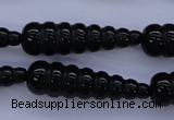 CAG1697 15.5 inches 10*35mm carved teardrop black agate beads