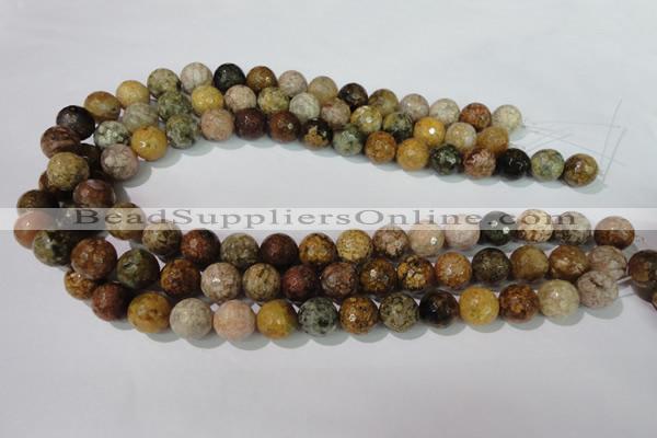 CAG1714 15.5 inches 12mm faceted round rainbow agate beads