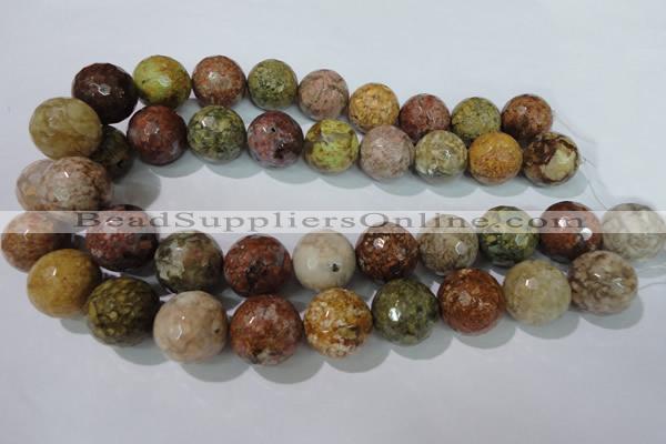 CAG1718 15.5 inches 20mm faceted round rainbow agate beads