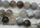 CAG1802 15.5 inches 8mm faceted round grey botswana agate beads