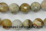 CAG1834 15.5 inches 12mm faceted round bamboo leaf agate beads