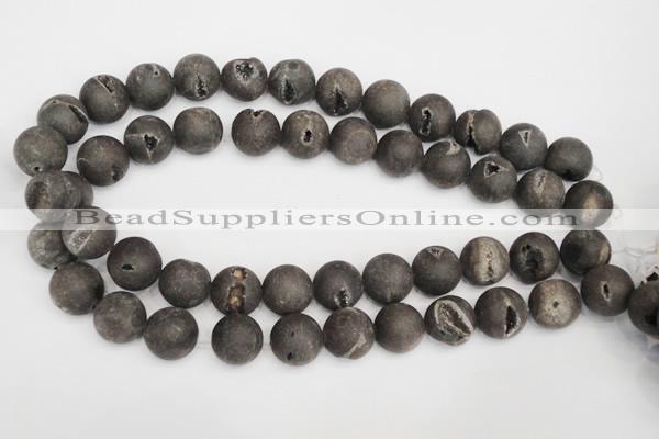 CAG1849 15.5 inches 16mm round matte druzy agate beads whholesale