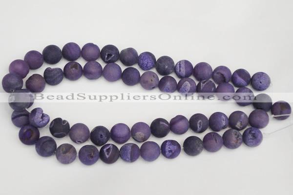 CAG1852 15.5 inches 14mm round matte druzy agate beads whholesale