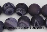 CAG1853 15.5 inches 16mm round matte druzy agate beads whholesale