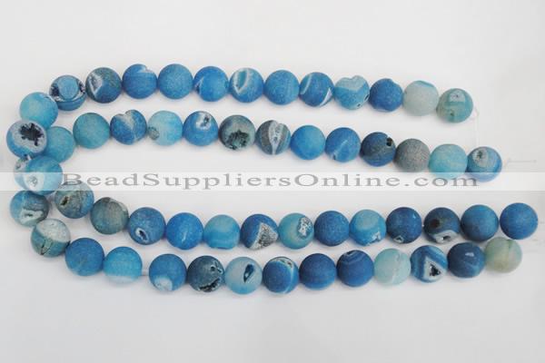 CAG1856 15.5 inches 14mm round matte druzy agate beads whholesale