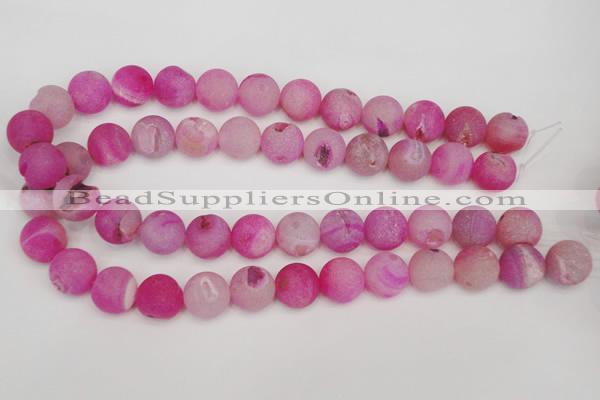 CAG1866 15.5 inches 16mm round matte druzy agate beads whholesale