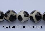 CAG1871 15.5 inches 8mm faceted round tibetan agate beads wholesale