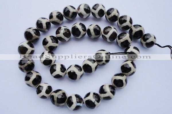 CAG1874 15.5 inches 14mm faceted round tibetan agate beads wholesale