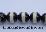 CAG1879 15.5 inches 8mm faceted round tibetan agate beads wholesale