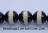 CAG1880 15.5 inches 10mm faceted round tibetan agate beads wholesale