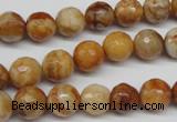 CAG1887 15.5 inches 10mm faceted round lemon crazy lace agate beads