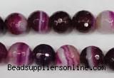 CAG2087 15.5 inches 10mm faceted round fuchsia line agate beads