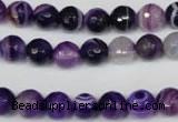 CAG2096 15.5 inches 10mm faceted round purple line agate beads