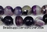 CAG2097 15.5 inches 12mm faceted round purple line agate beads