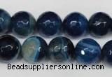 CAG2106 15.5 inches 12mm faceted round blue line agate beads