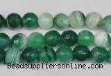 CAG2113 15.5 inches 8mm faceted round green line agate beads