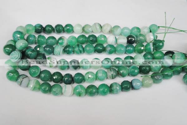 CAG2113 15.5 inches 8mm faceted round green line agate beads