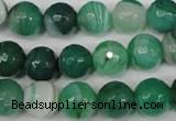 CAG2115 15.5 inches 12mm faceted round green line agate beads