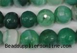 CAG2116 15.5 inches 14mm faceted round green line agate beads