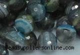 CAG216 15.5 inches 12mm faceted round blue agate gemstone beads