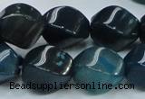 CAG220 15.5 inches 13*18mm twisted blue agate gemstone beads