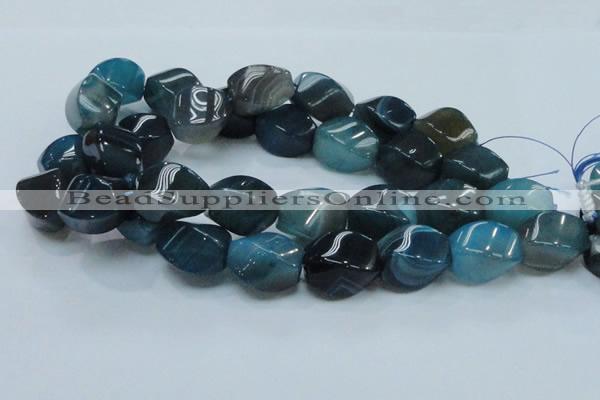 CAG221 15.5 inches 17*25mm twisted blue agate gemstone beads