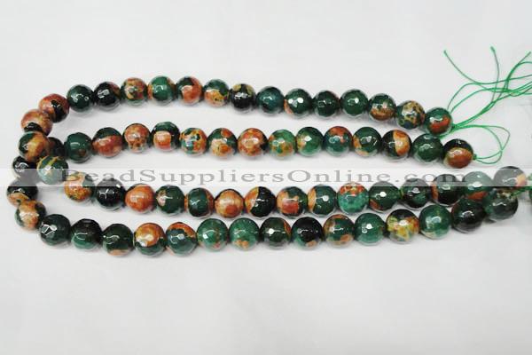 CAG2224 15.5 inches 12mm faceted round fire crackle agate beads