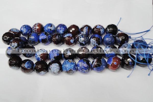 CAG2237 15.5 inches 18mm faceted round fire crackle agate beads