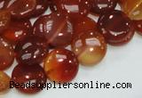 CAG225 15.5 inches 12mm flat round red agate gemstone beads