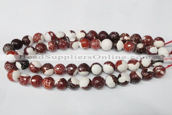 CAG2256 15.5 inches 16mm faceted round fire crackle agate beads