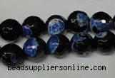 CAG2275 15.5 inches 14mm faceted round fire crackle agate beads