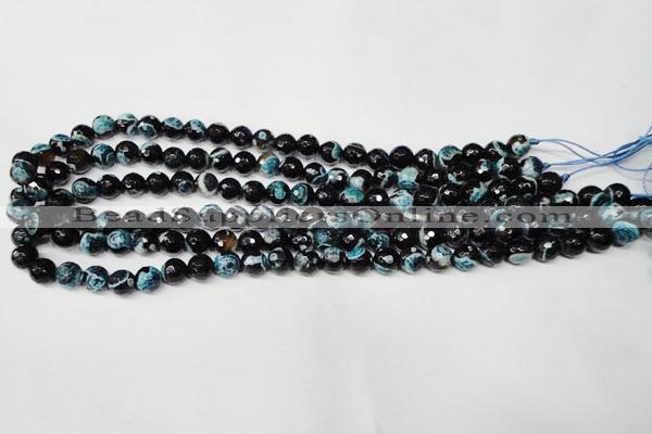 CAG2282 15.5 inches 8mm faceted round fire crackle agate beads