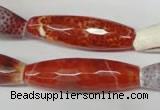 CAG2293 15.5 inches 12*40mm faceted rice fire crackle agate beads