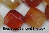 CAG2404 15.5 inches 20*20mm faceted diamond red agate beads wholesale