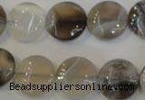 CAG2436 15.5 inches 14mm flat round Chinese botswana agate beads