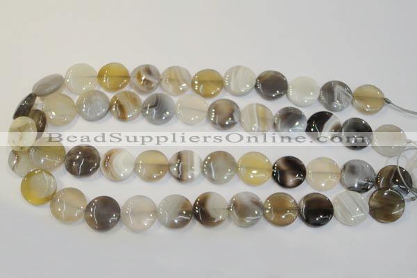 CAG2437 15.5 inches 16mm flat round Chinese botswana agate beads